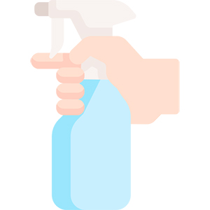 hand holds spray bottle